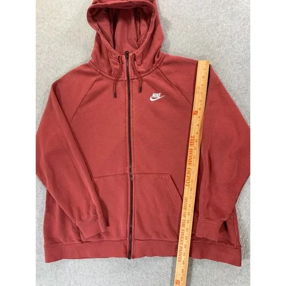 Nike Black‎ Label Cotton Blend Swoosh Hoodie Jacket (Women's XL) Blush Red - Picture 5 of 12